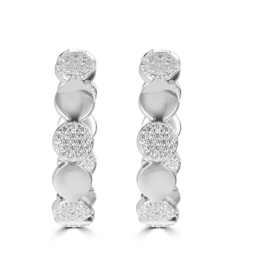 Judy Crowell Jewelry Sterling Silver Cubic Zirconia Circles Hoop Earrings