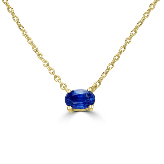 14K Gold Blue Kyanite Pendant Necklace, 18 Inches