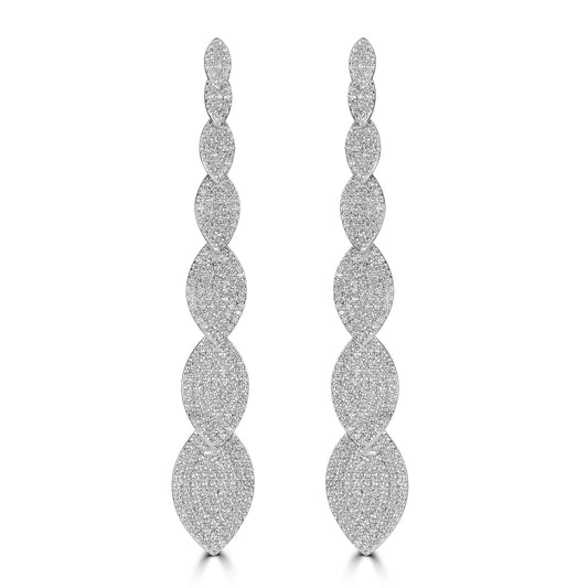 Judy Crowell Jewelry Sterling Silver Graduated Marquis Cubic Zirconia Drop Earrings