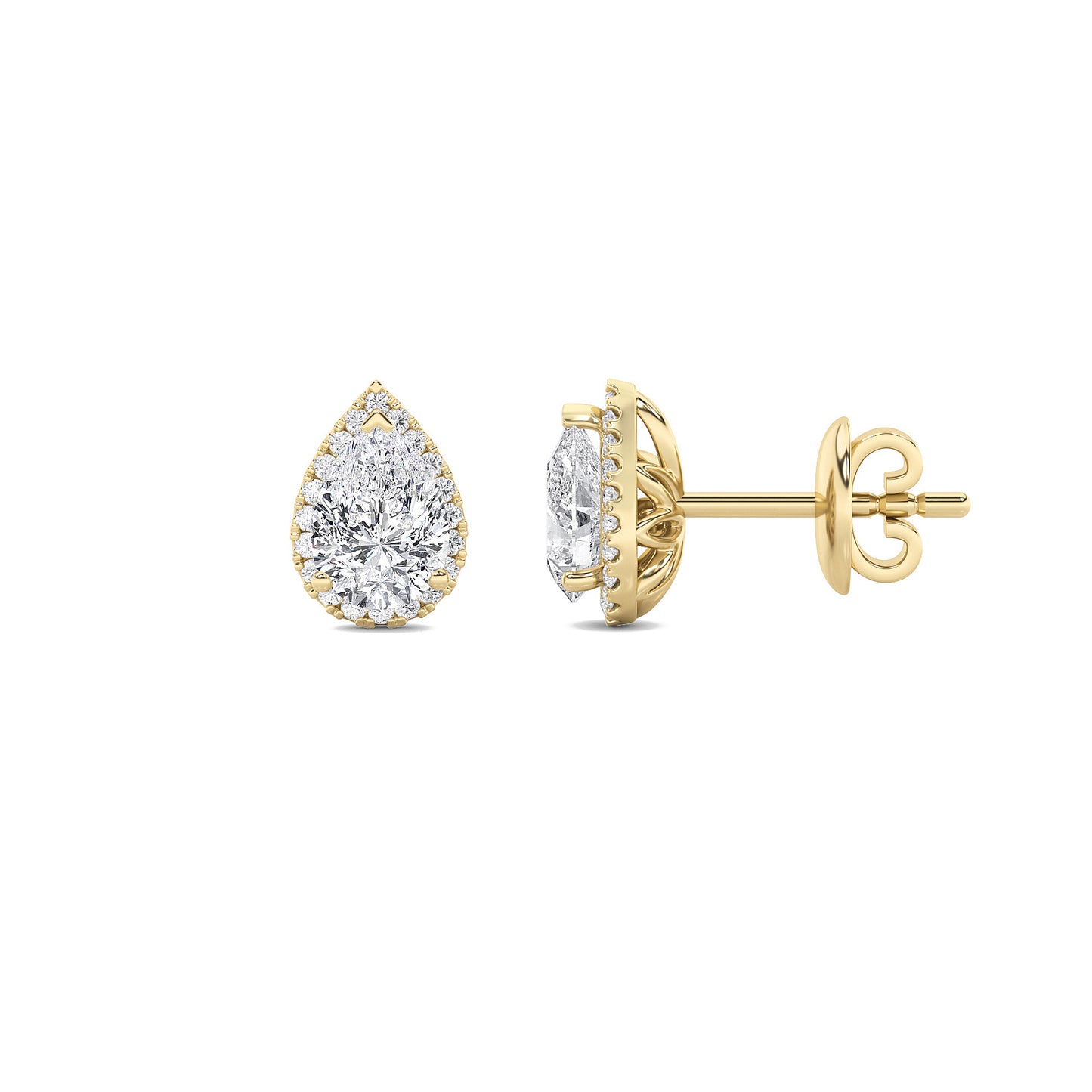 14K Gold 1.0 CTTW Lab Grown Diamond Pear Stud Earrings