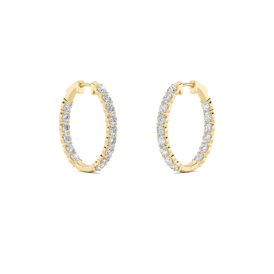 14K Gold 7.0 CTTW Lab Grown Diamond Round Hoop Earrings