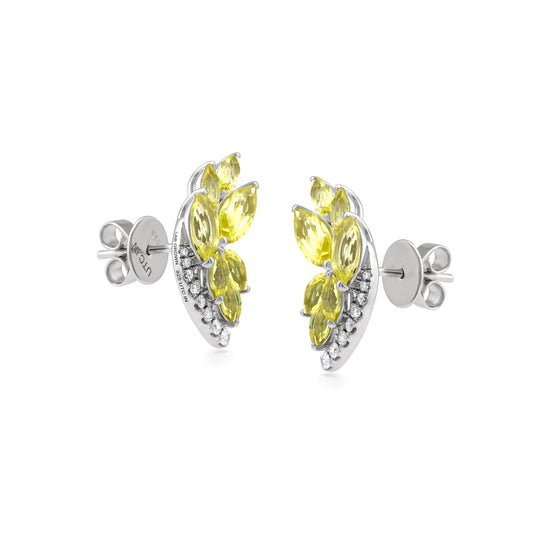 Sterling Silver 4.2 CTTW Lab Grown Diamond With Yellow Sapphire Stud Earring