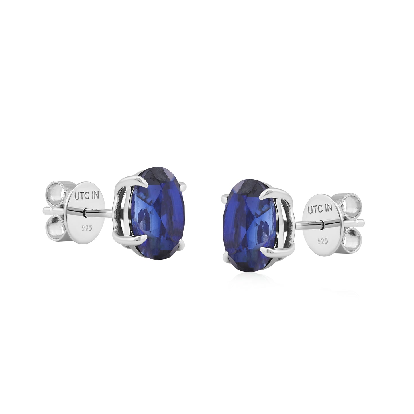 Sterling Silver 6.6 CTTW Lab Grown Blue Sapphire Stud Earring