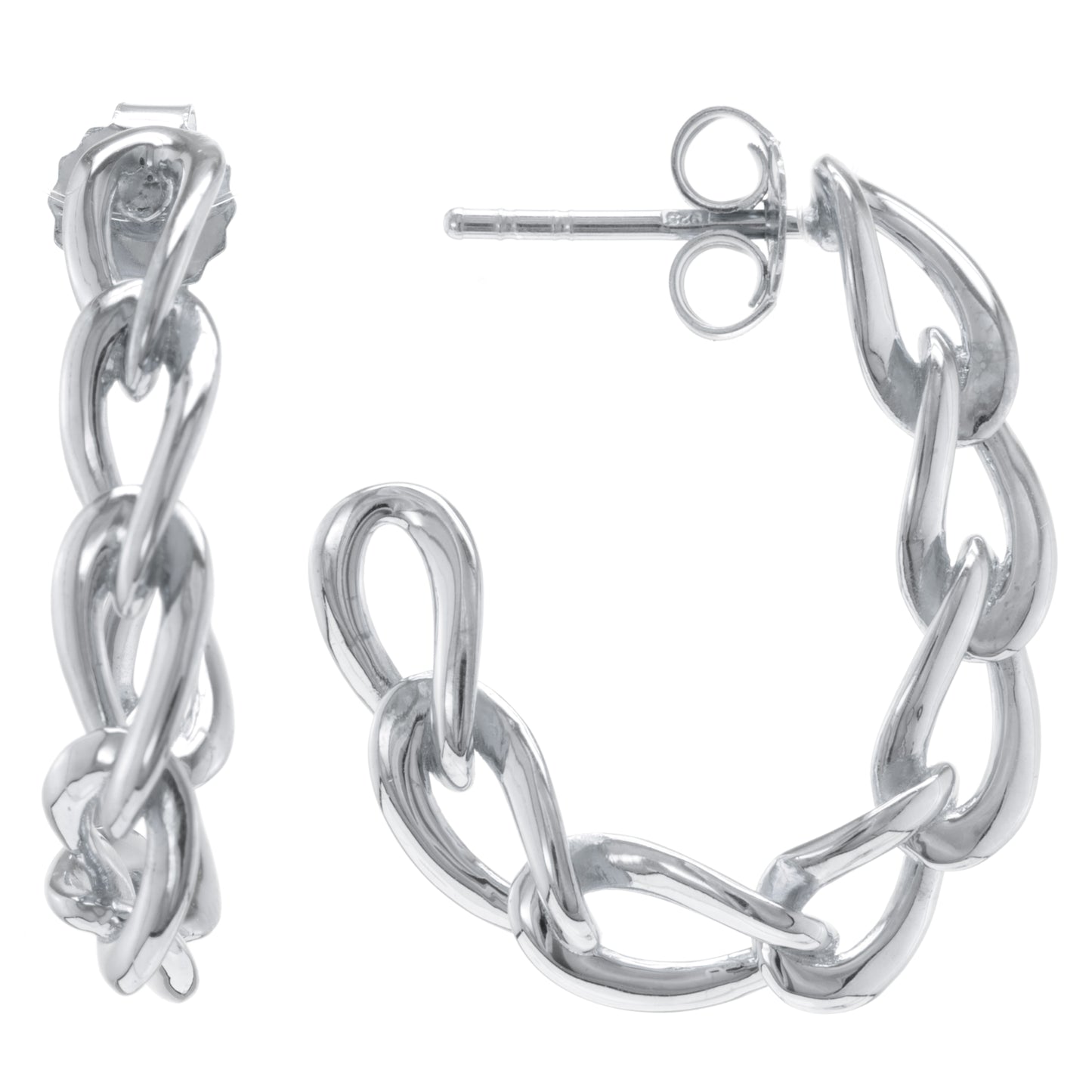 Judy Crowell Jewelry Sterling Silver Chain Link Hoop Earrings