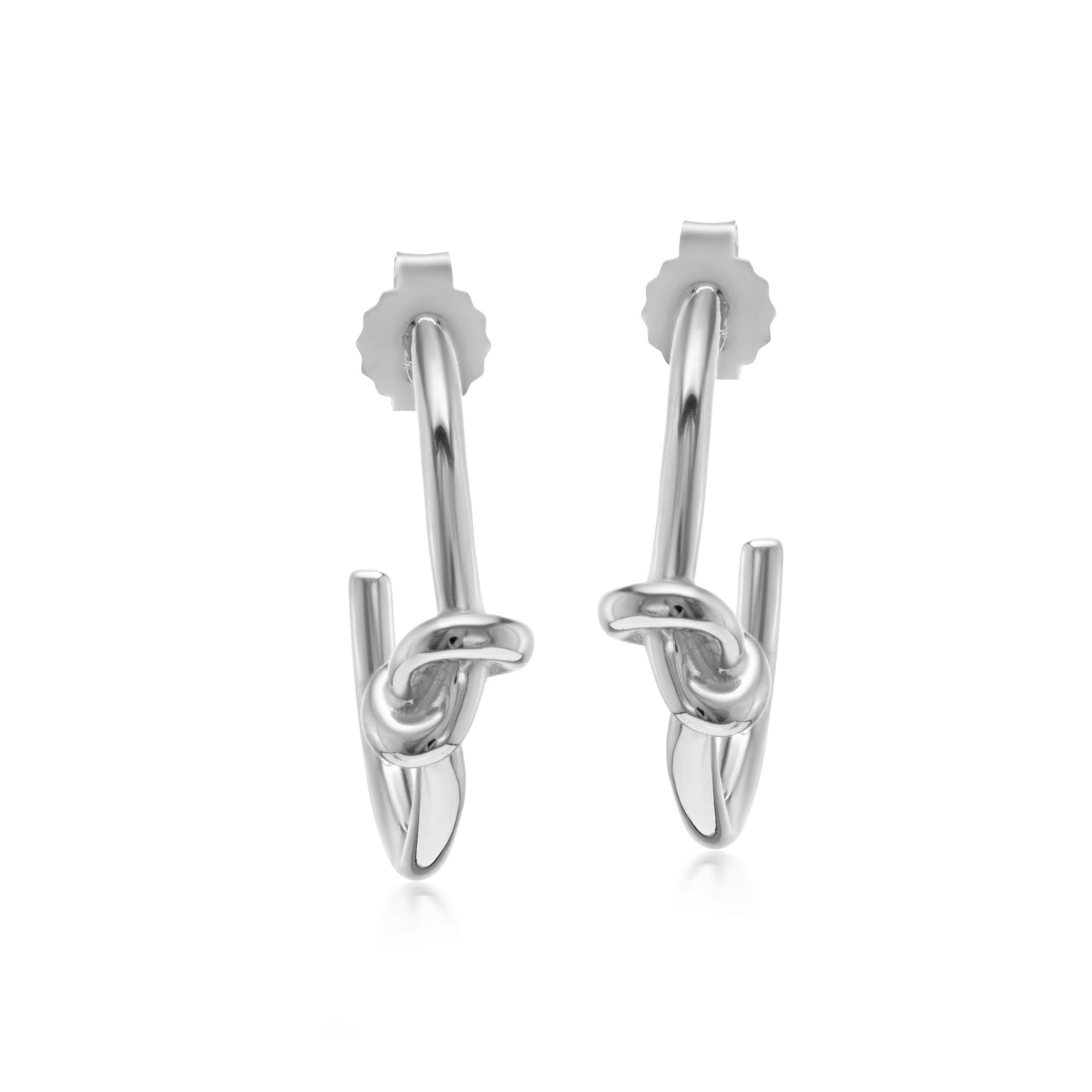 Judy Crowell Jewelry Sterling Silver High Polish Open Knot Hoop Earrings