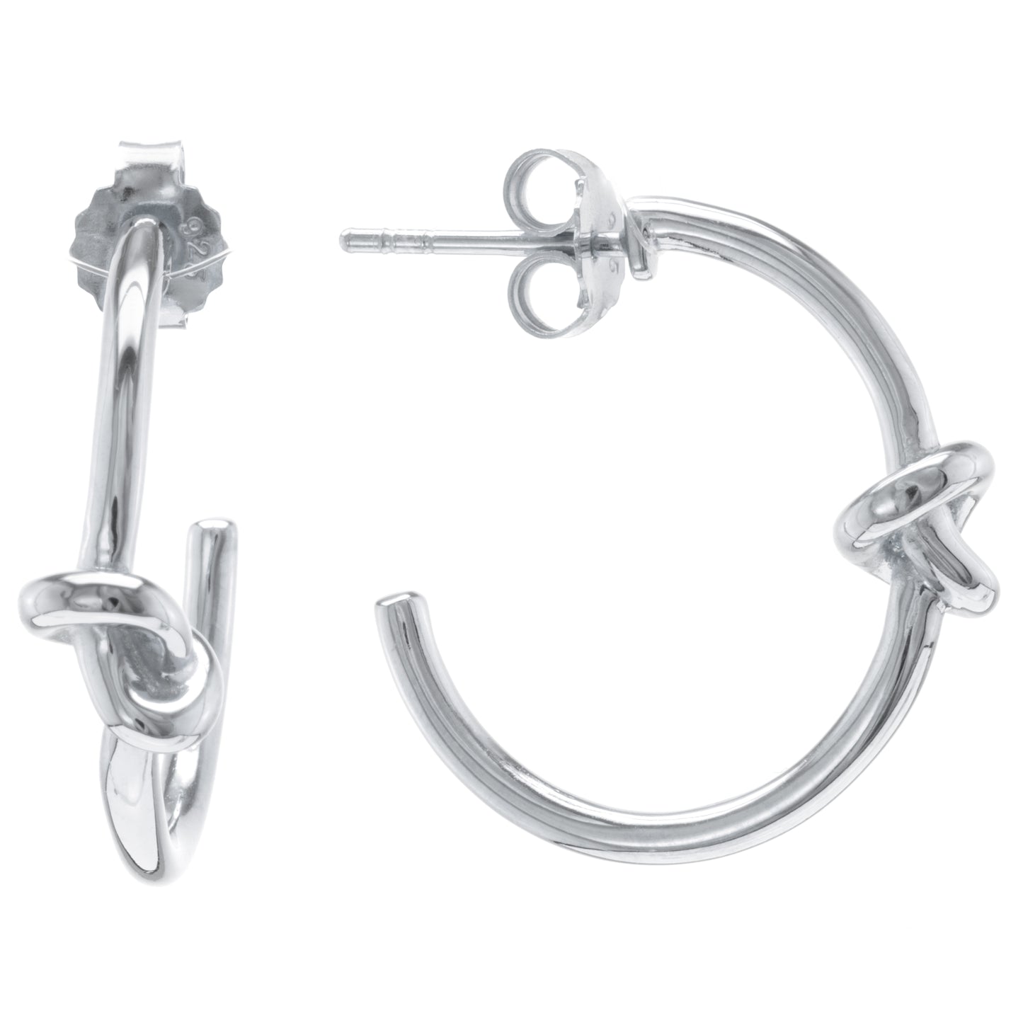 Judy Crowell Jewelry Sterling Silver High Polish Open Knot Hoop Earrings