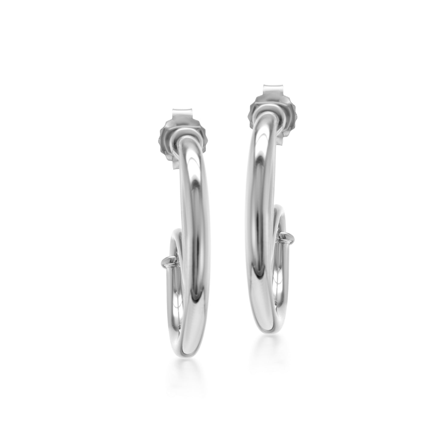 Judy Crowell Jewelry Sterling Silver High Polish Funky Hoop Earrings