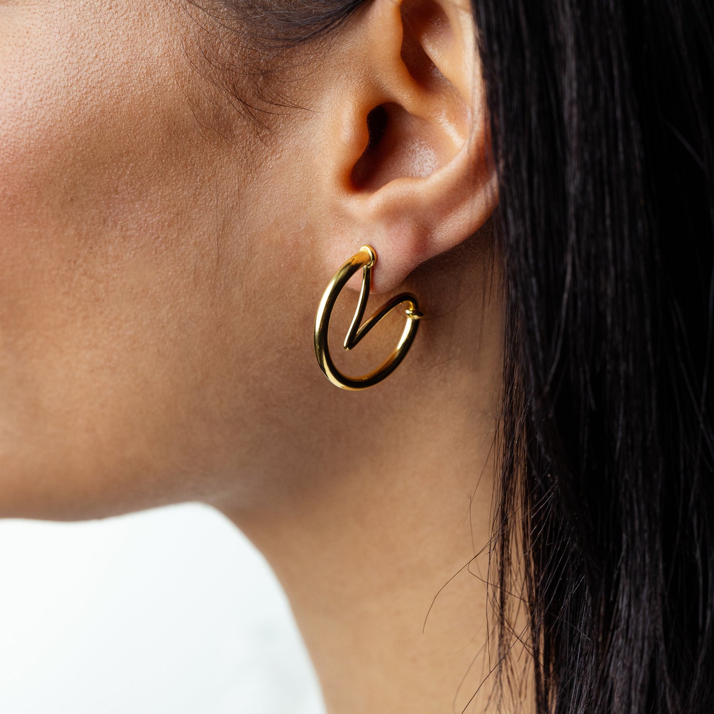 Judy Crowell Jewelry Sterling Silver High Polish Funky Hoop Earrings