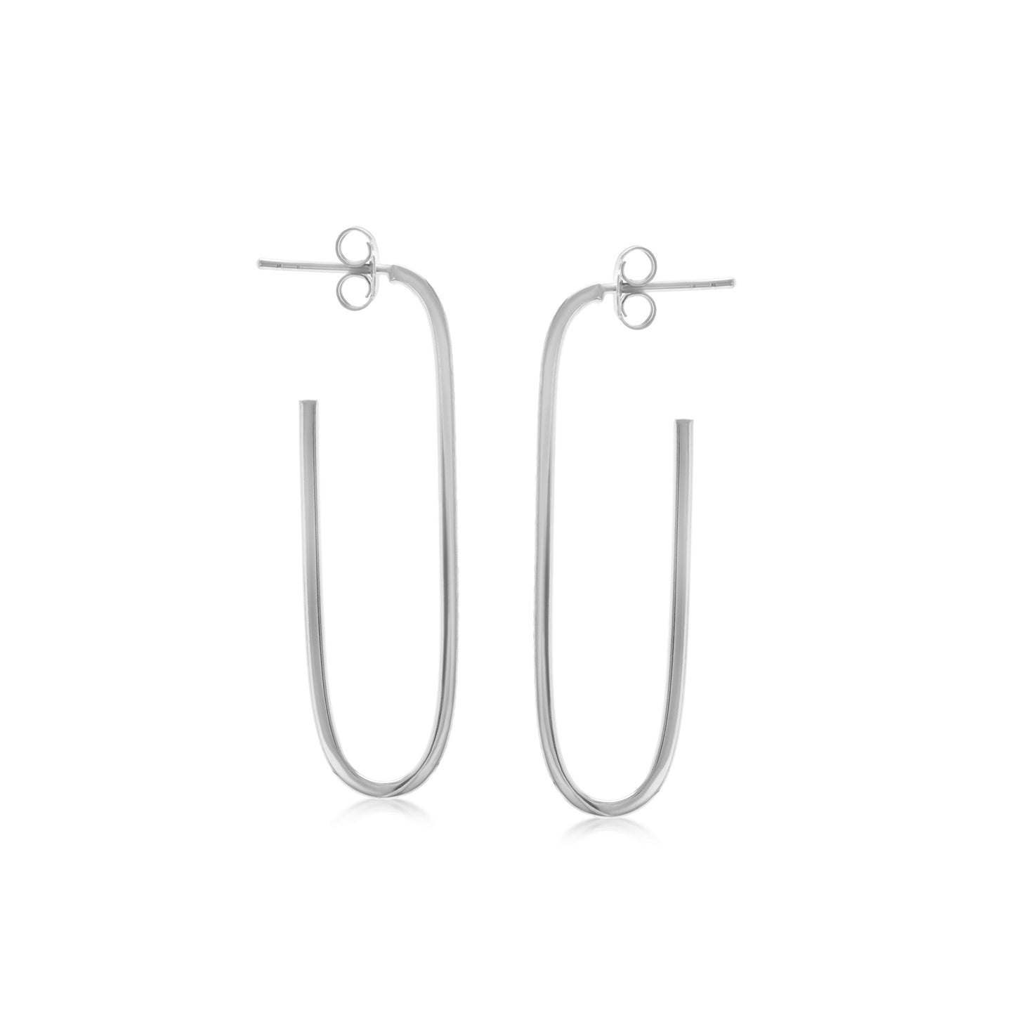 Judy Crowell Jewelry Sterling Silver Diamond Cut Rectangle Hoop Earrings