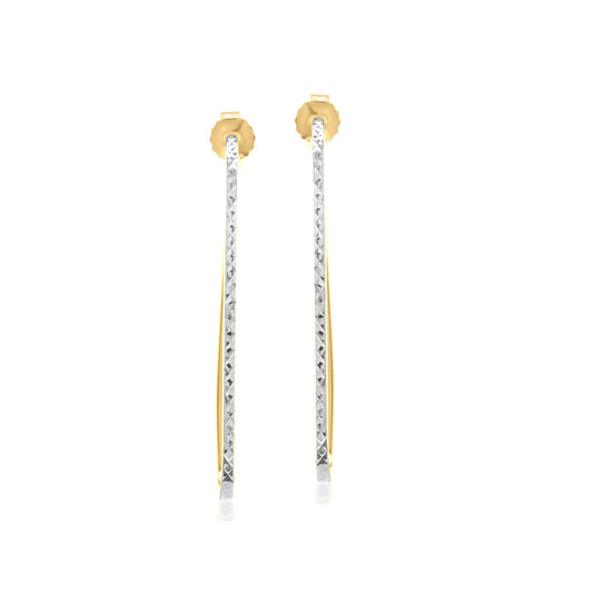Judy Crowell Jewelry 14K Gold Over Sterling Silver Diamond Cut Rectangle Hoop Earrings