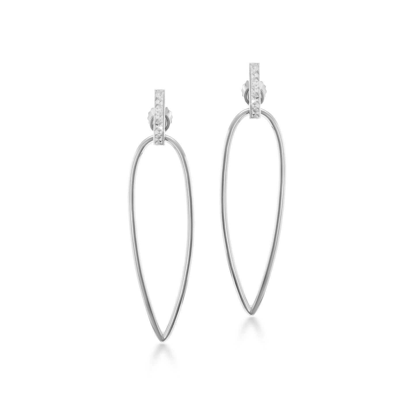 Judy Crowell Jewelry Sterling Silver Diamond Cut Post Reverse Teardrop Earrings