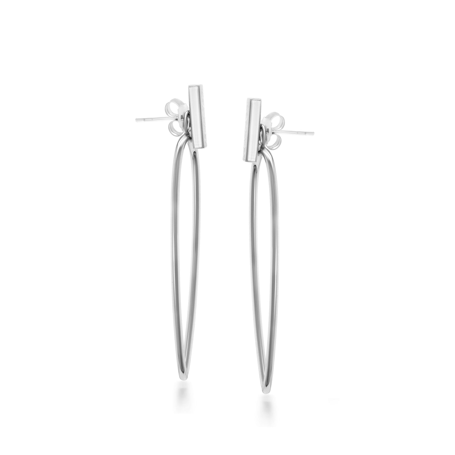 Judy Crowell Jewelry Sterling Silver Diamond Cut Post Reverse Teardrop Earrings