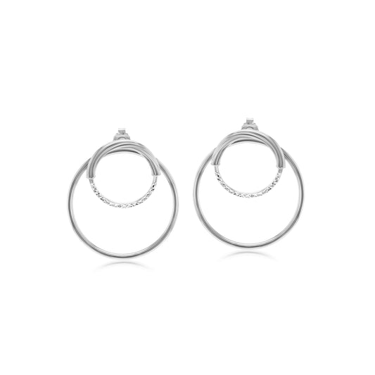 Judy Crowell Jewelry Sterling Silver Double Circle Hoop Earrings