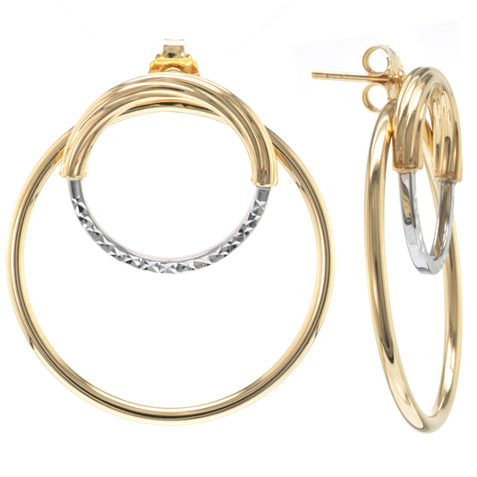 Judy Crowell Jewelry Gold Over Sterling Silver Double Circle Hoop Earrings