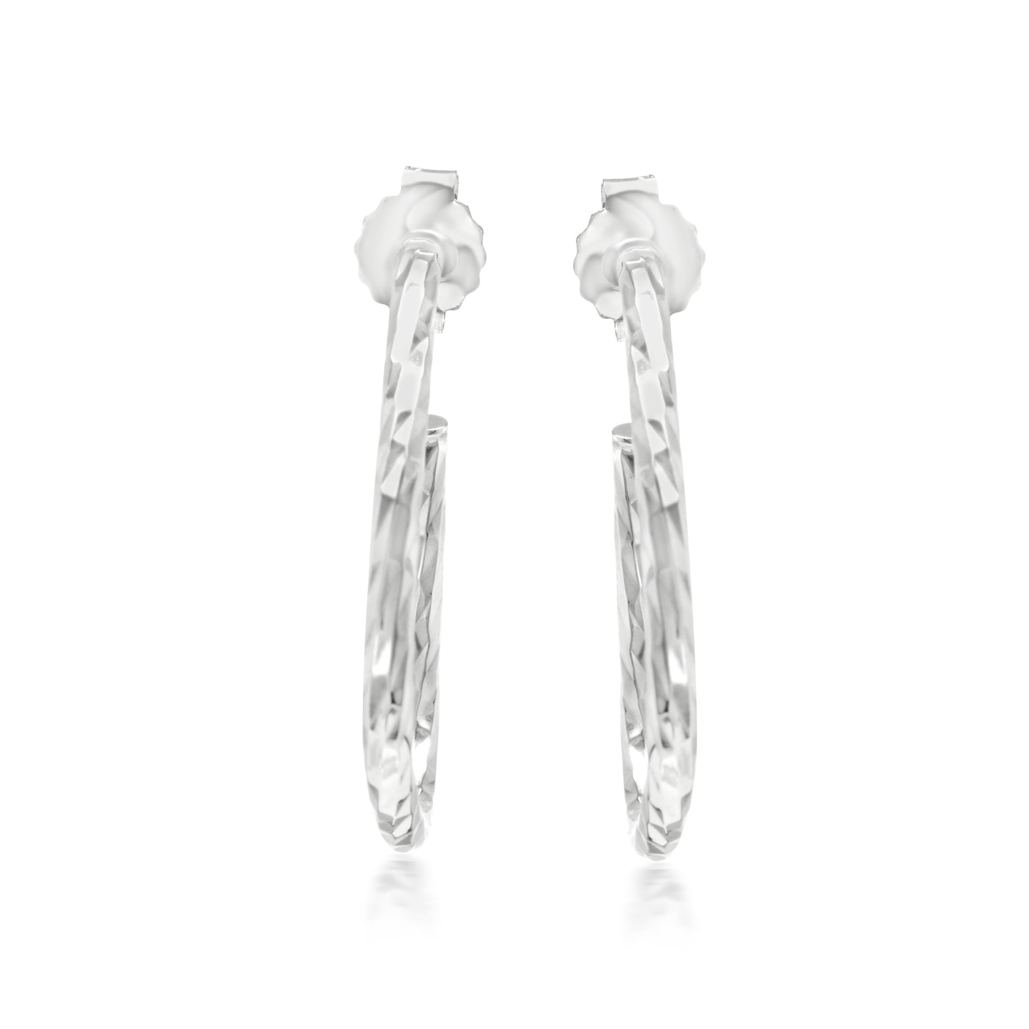 Judy Crowell Jewelry Sterling Silver Diamond Cut Open Triangle Hoop Earrings