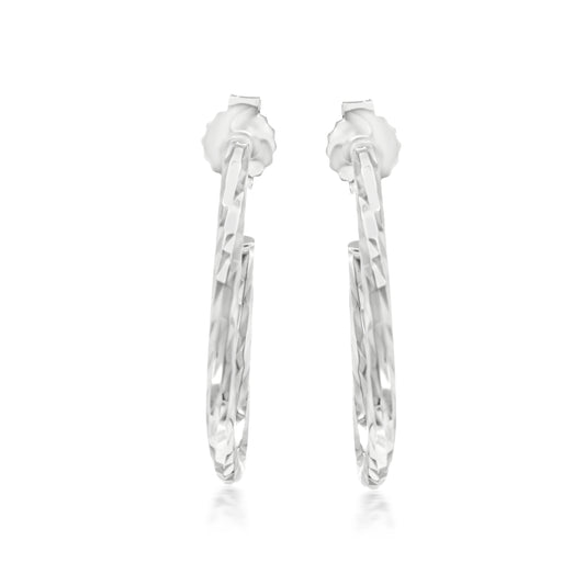 Judy Crowell Jewelry Sterling Silver Diamond Cut Open Triangle Hoop Earrings