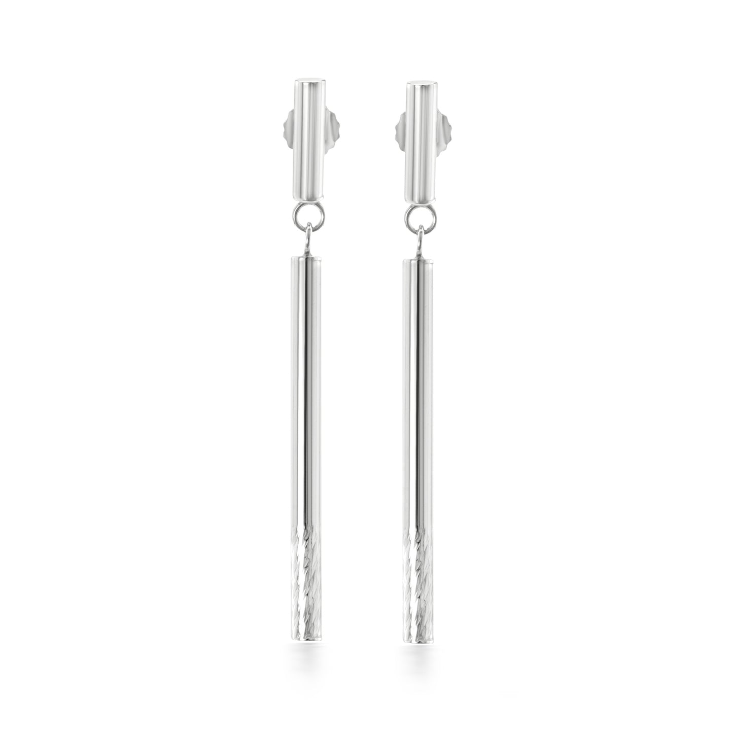 Judy Crowell Jewelry Sterling Silver Textured Bar Drop Earrings