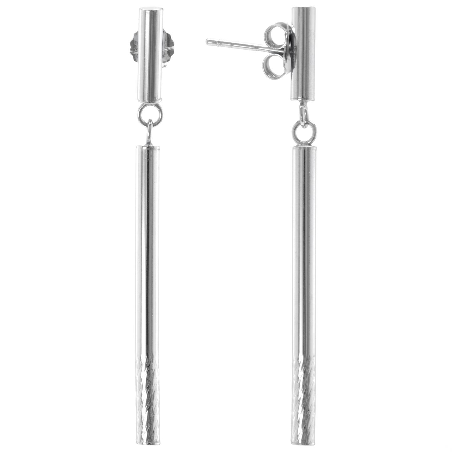 Judy Crowell Jewelry Sterling Silver Textured Bar Drop Earrings