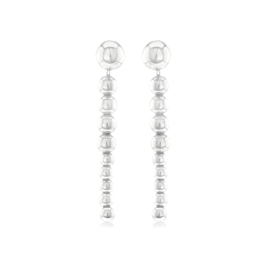 Judy Crowell Jewelry Sterling Silver Graduated Bead Drop Earrings