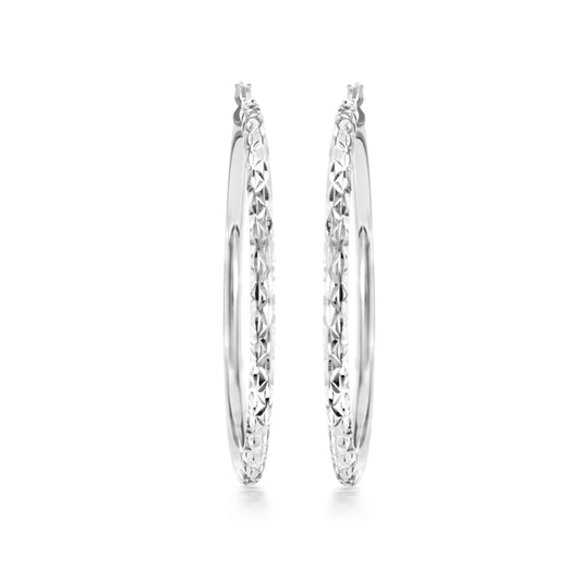 Judy Crowell Jewelry Sterling Silver Classic Diamond Cut Hoop Earrings
