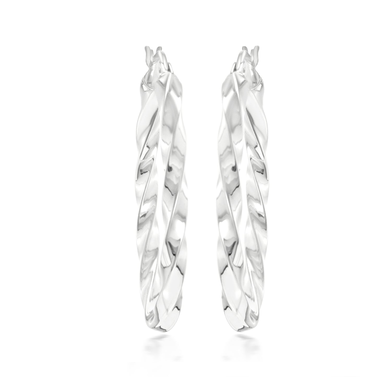 Judy Crowell Jewelry Sterling Silver Diamond Cut Twist Hoop Earrings