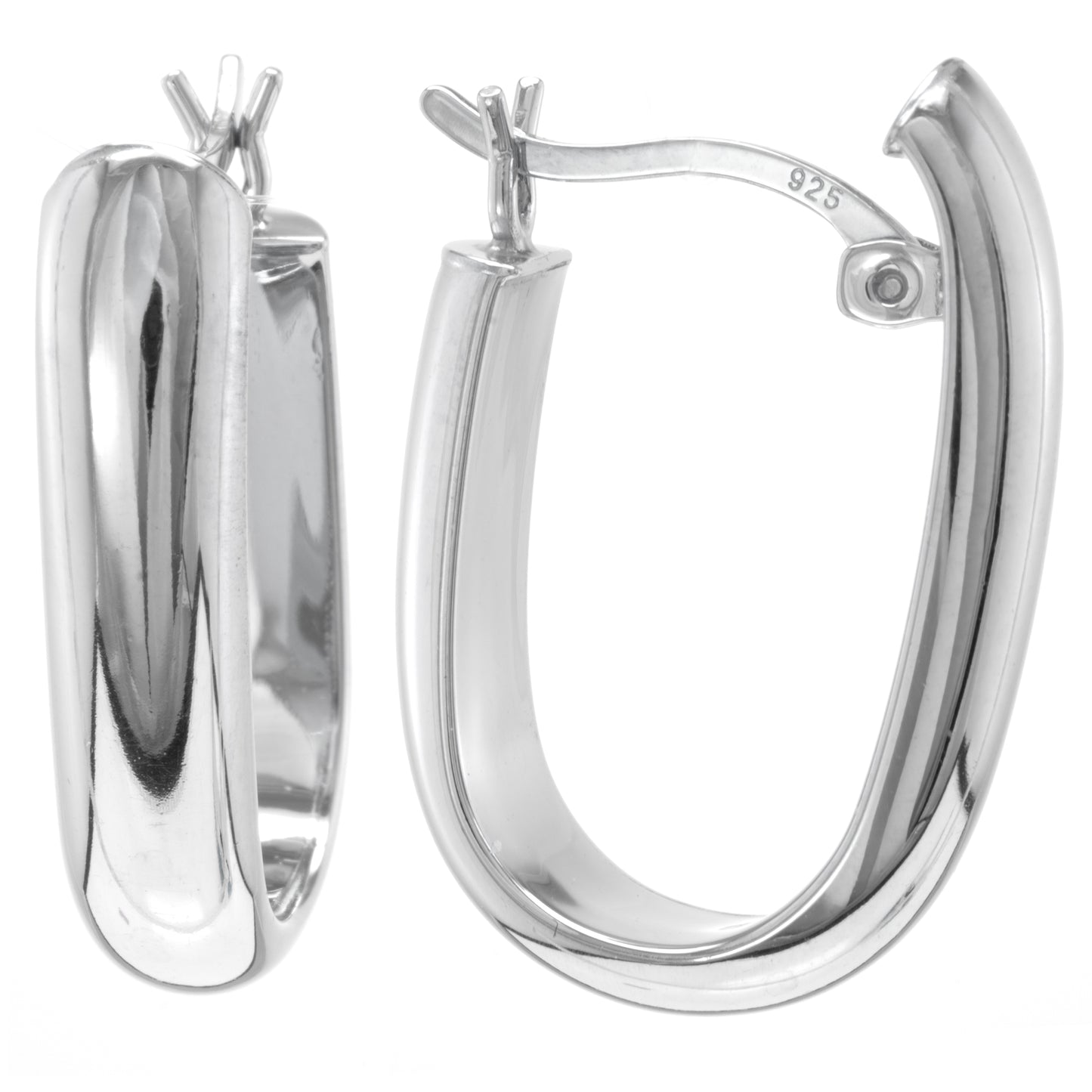 Judy Crowell Jewelry Sterling Silver Wide U Hoop Earrings