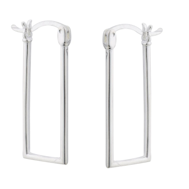 Judy Crowell Jewelry Sterling Silver Rectangle Hoop Earrings