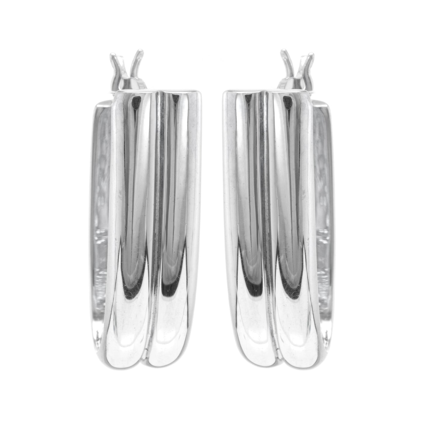 Judy Crowell Jewelry Sterling Silver Double U Tube Hoop Earrings