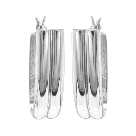 Judy Crowell Jewelry Sterling Silver Double U Tube Hoop Earrings