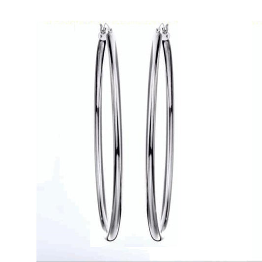 Judy Crowell Jewelry Sterling Silver Long Hoop Earrings