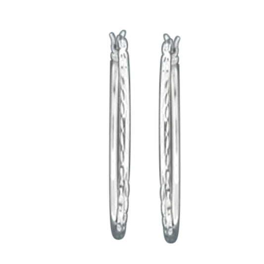 Judy Crowell Jewelry Sterling Silver Textured Diamond Cut Oval Hoop Earrings