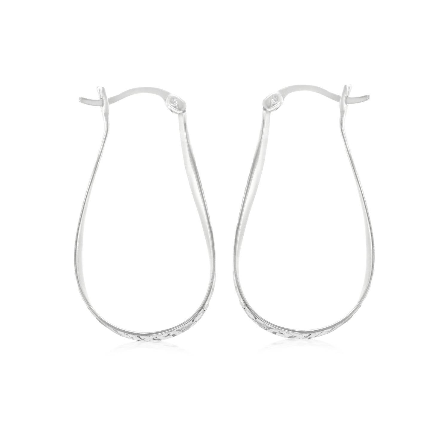 Judy Crowell Jewelry Sterling Silver Diamond Cut and High Polish Inside-Out Oval Twist Hoop Earrings