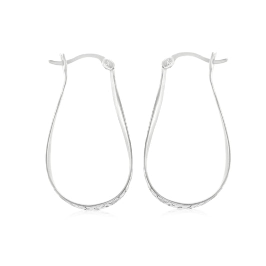 Judy Crowell Jewelry Sterling Silver Diamond Cut and High Polish Inside-Out Oval Twist Hoop Earrings
