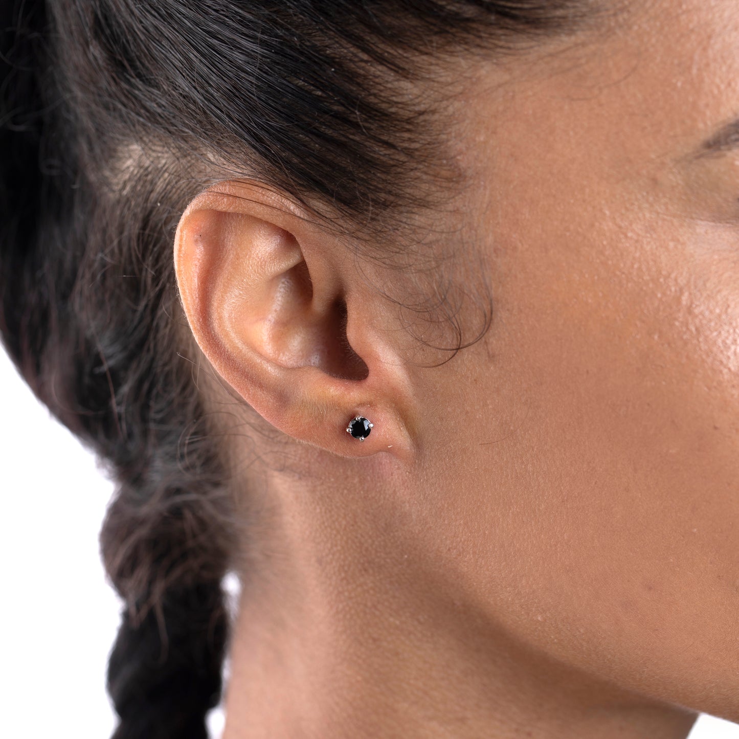 Sterling Silver Black Onyx and Cubic Zirconia Stud Earring Set