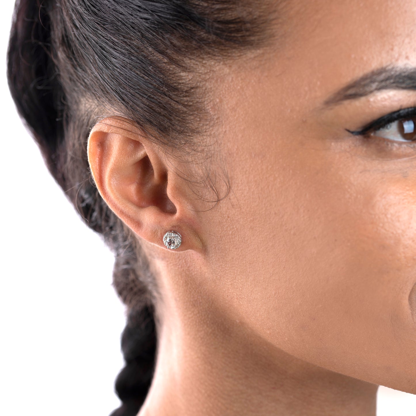 Sterling Silver White Topaz and Cubic Zirconia Stud Earring Set