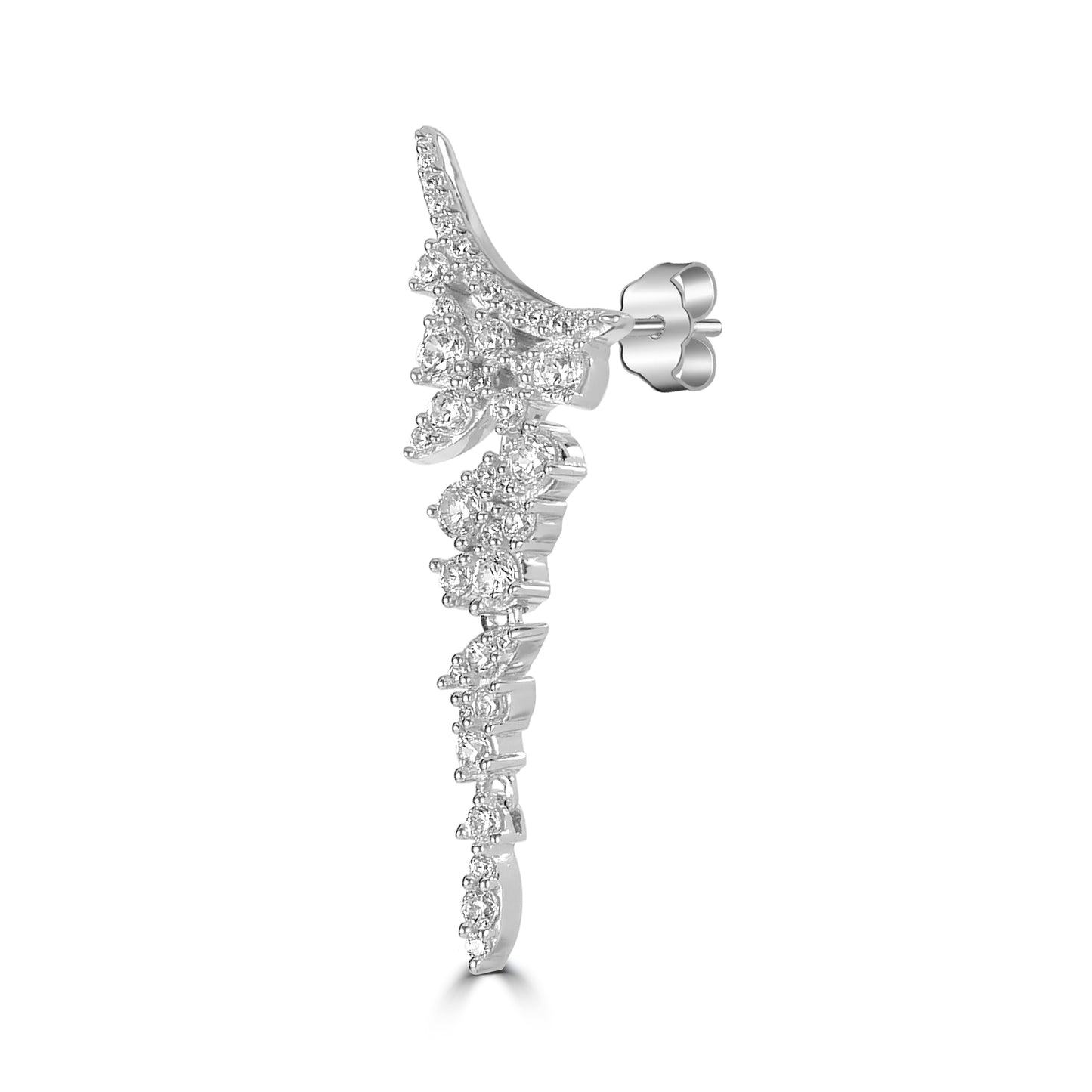 Judy Crowell Jewelry Sterling Silver Multi Shape Cubic Zirconia Graduated Drop Earrings