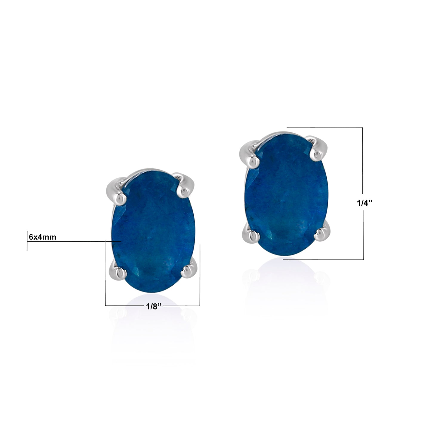 14K White Gold Oval Sapphire Stud Earrings