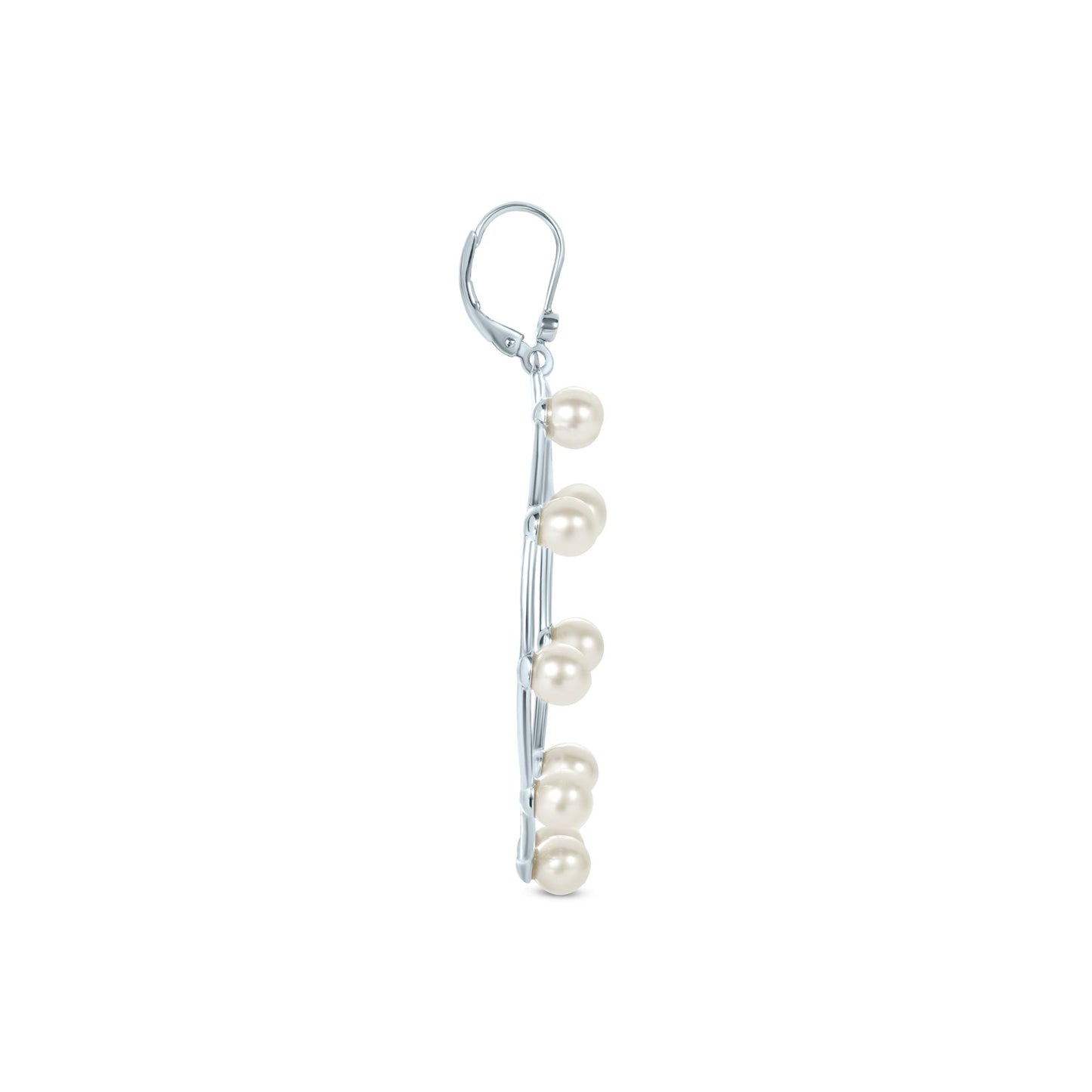 Sterling Silver White Cultured Freshwater Pearl Front Facing Hoop Earrings