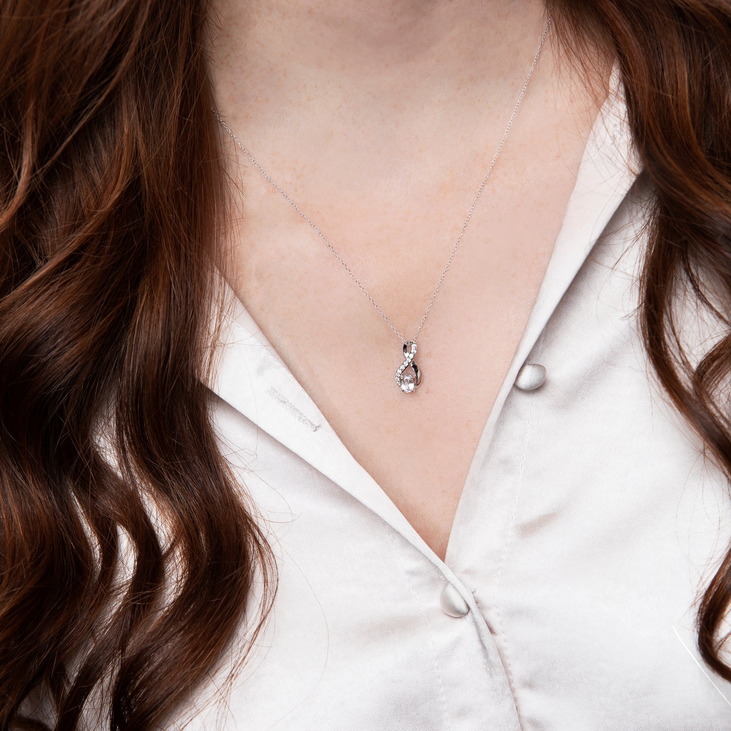 Gemistry Genuine Stone White Topaz Sterling Silver 18 Inch Cable Pendant Necklace-1