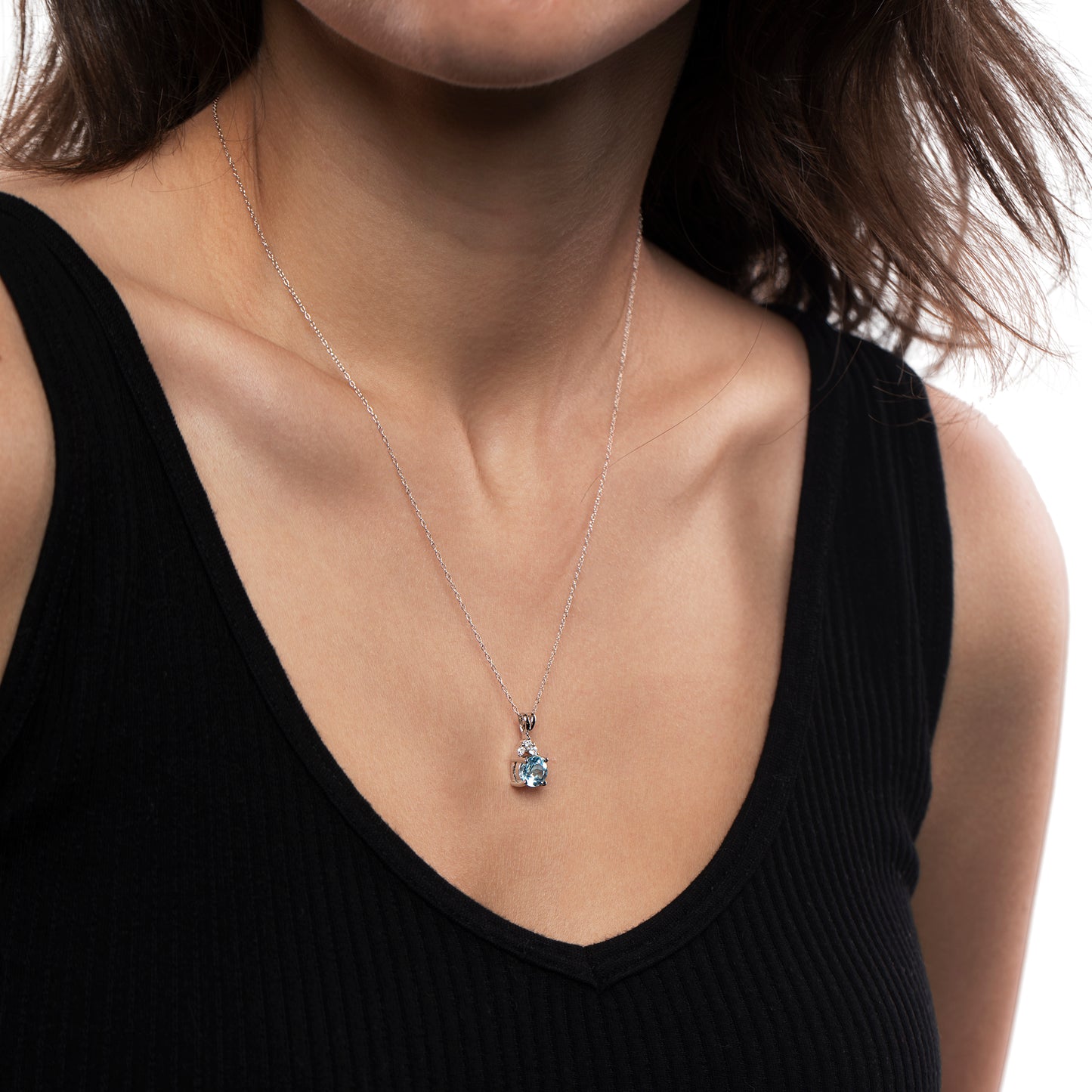 Gemistry Genuine Stone Blue Topaz Sterling Silver 18 Inch Cable Chain Necklace
