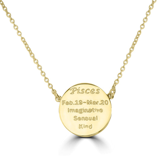 14K Gold Over Brass Pisces Zodiac Crystal Pendant Necklace, 16 to 20 Inches