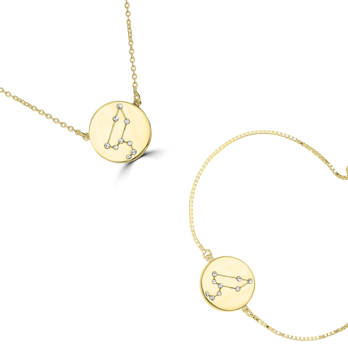 14K Gold Over Brass Leo Zodiac Crystal Bracelet with Adjustable Chain, 5 to 9 Inches