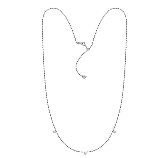 18K White Gold Diamond Beaded Necklace, 18 Inches