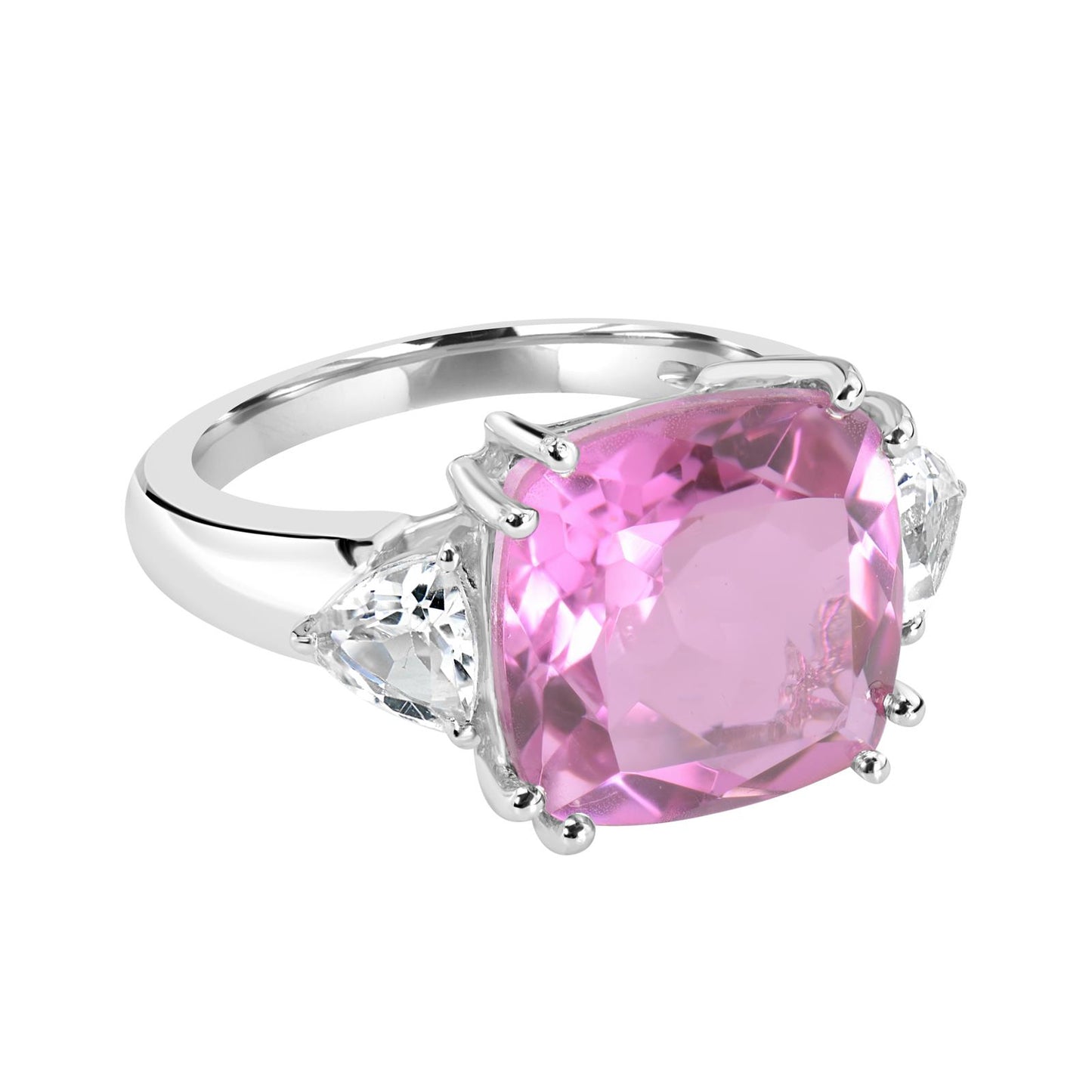Sterling Silver Kunzite and White Topaz Ring, Sizes 5-8