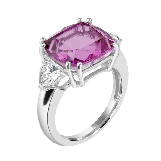 Sterling Silver Kunzite and White Topaz Ring, Sizes 5-8