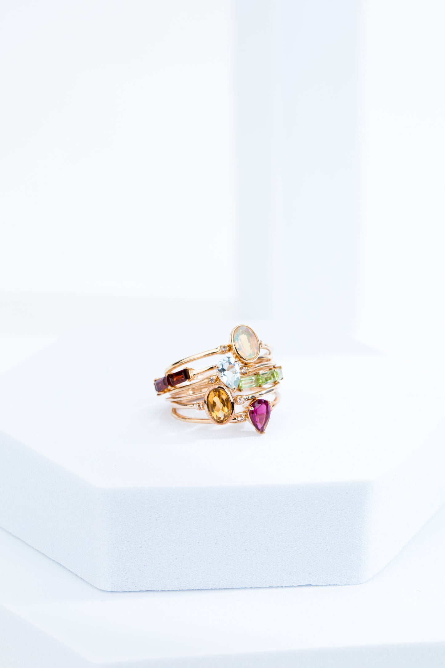 Heidi 14K Gold Over Sterling Silver Garnet Stackable 3-Stone Baguette Ring, Sizes 6 to 8
