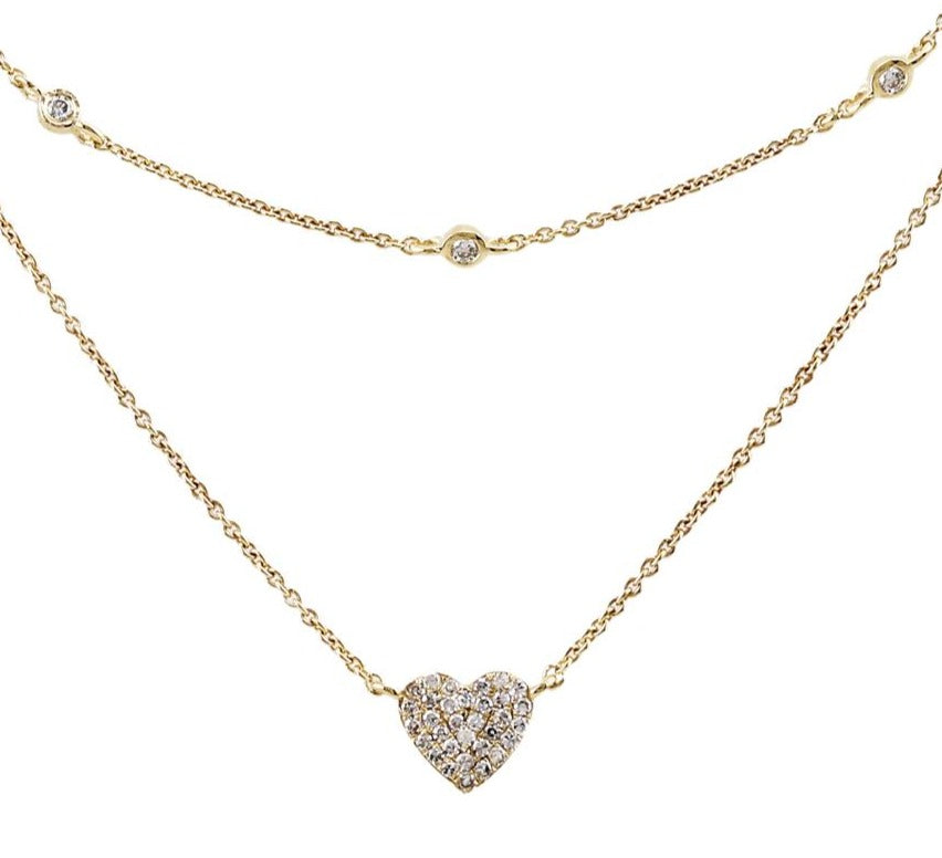 Gemistry Womens or Girls 14K White Gold Round White Diamond Pendant Necklace with 15 Inch Chain. April Birthstone Month, Gift For Her(GH Color, I1 Clarity) (Yellow)