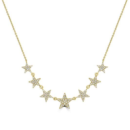 Gemistry 14K Yellow Gold 0.39 Ct Round Diamond Multi-Star Necklace(GH Color, I1 Clarity)