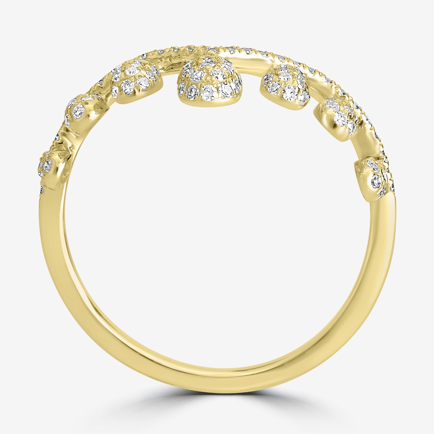 14K Gold Round Diamond Tiara Ring, .38 Carats, Sizes 6 to 8