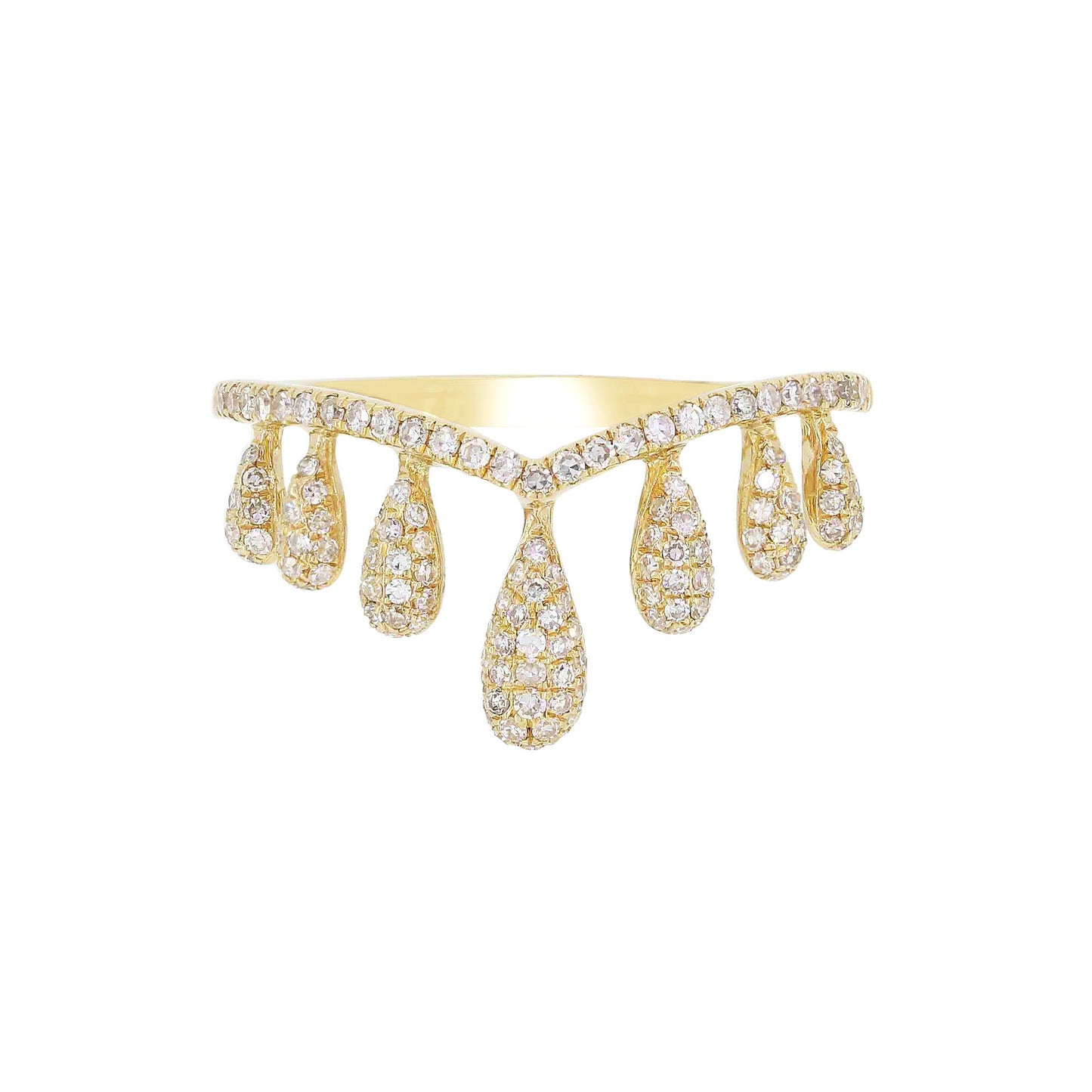 14K Gold Round Diamond Tiara Ring, .38 Carats, Sizes 6 to 8